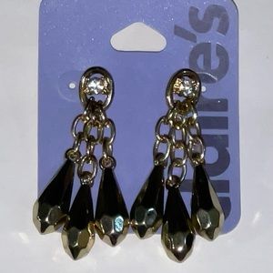 Claire’s Gold Tone & Rhinestone Dangle Sensitive Solution Earrings